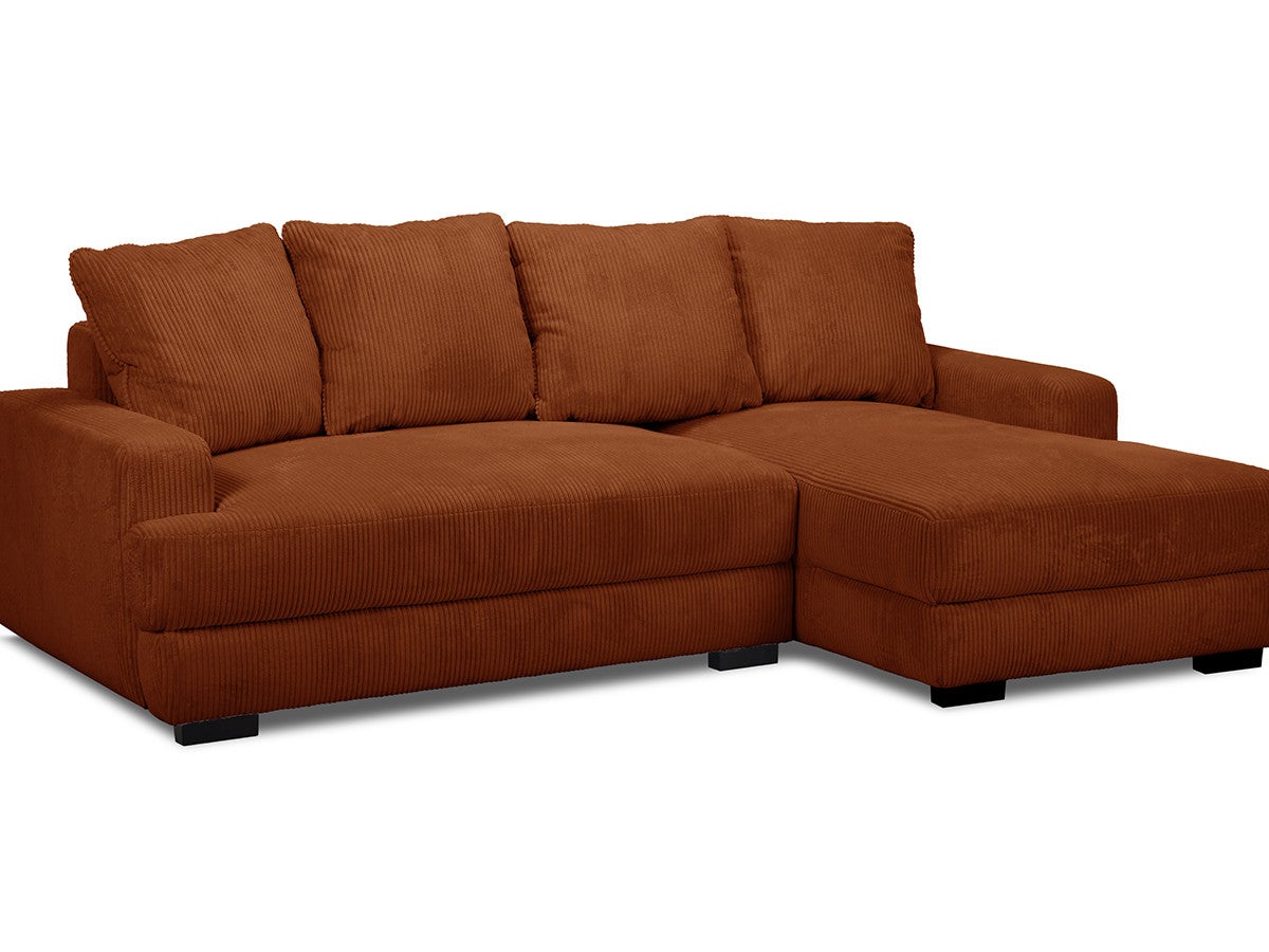Canapé d'angle convertible coffre CAMPI tissu velours côtelé BOBOCHIC 3 ...