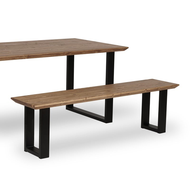 BLENOM Banc en bois massif durable Inga Noyer Bord biseauté 180x33x45cm UN - 2