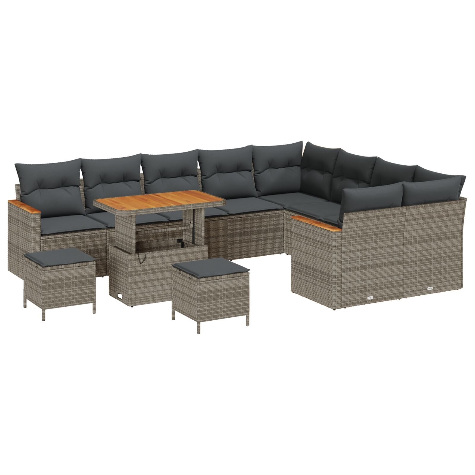 Zestaw Sof na Ogród z poduszką 12 pcs Szary Rattan poli vidaXL