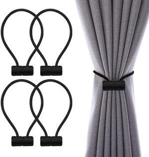 OCIOLI Confezione da 4 fermatenda magnetici resistenti per tende da esterno in cotone intrecciato a mano, fermatenda per tende (beige - pallina, 4