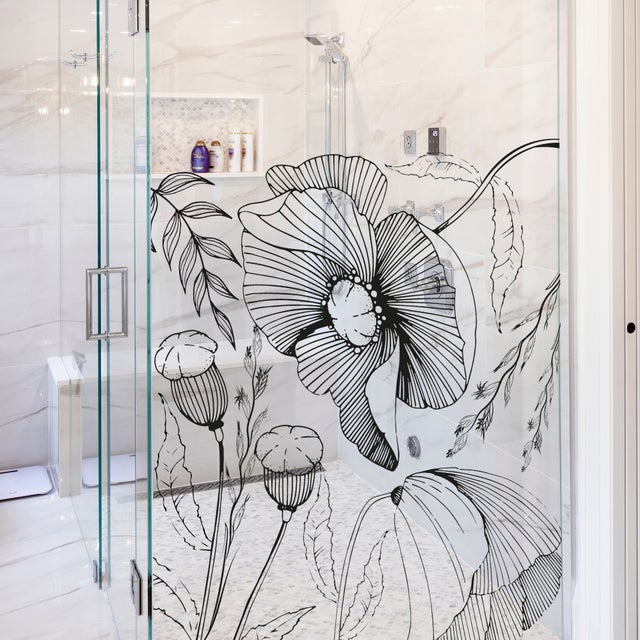 POLYESTER ULTRA-TRANSPARENT SPÉCIAL POUR LE VERRE (FAIT AVEC DU PET) ET SANS ADHÉSIFS Mod. flores ilustradas 120x143