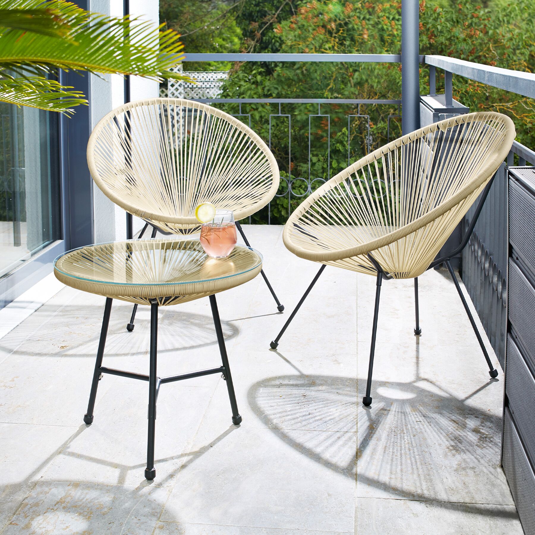 Ensemble table et chaises de jardin Santana design rétro dans le style Acapulco TECTAKE - 3