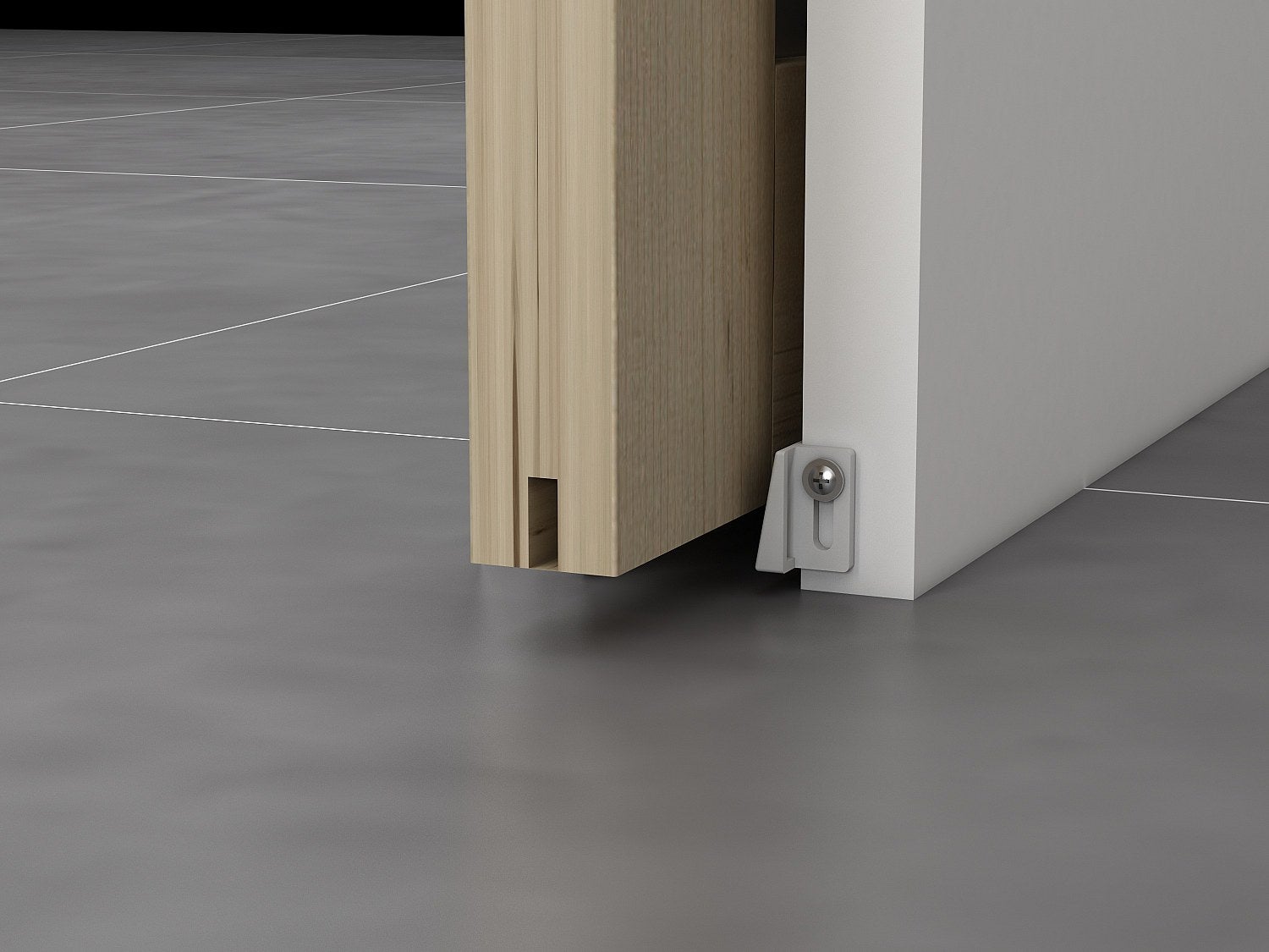 Porta scorrevole con sistema a incasso con 3 finestre H205xL63cm MDF Natur. Vetro temper. smerig. - ACOSTA II - 6