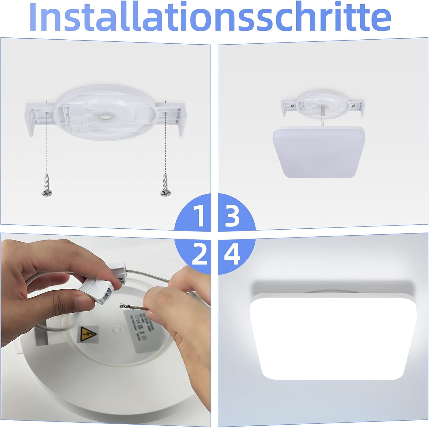 NETTLIFE Plafón LED 22CM Lámpara de baño cuadrada IP54 18W blanco 5000K - 9