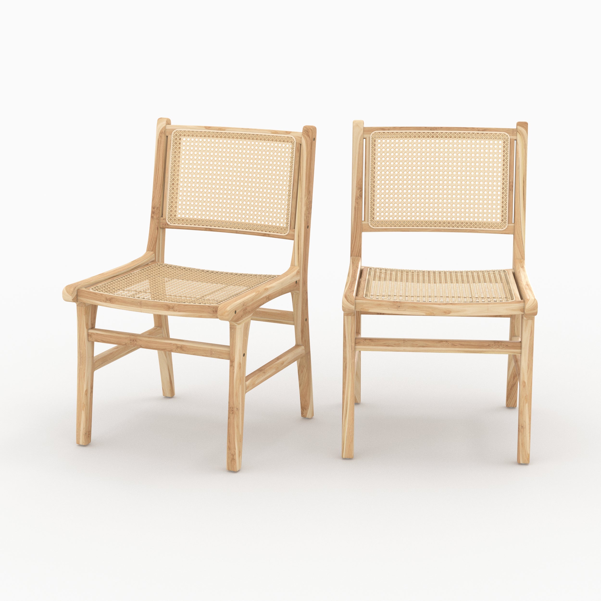 Lot de 2 chaises en bois de teck et rotin - Kyla | Leroy Merlin