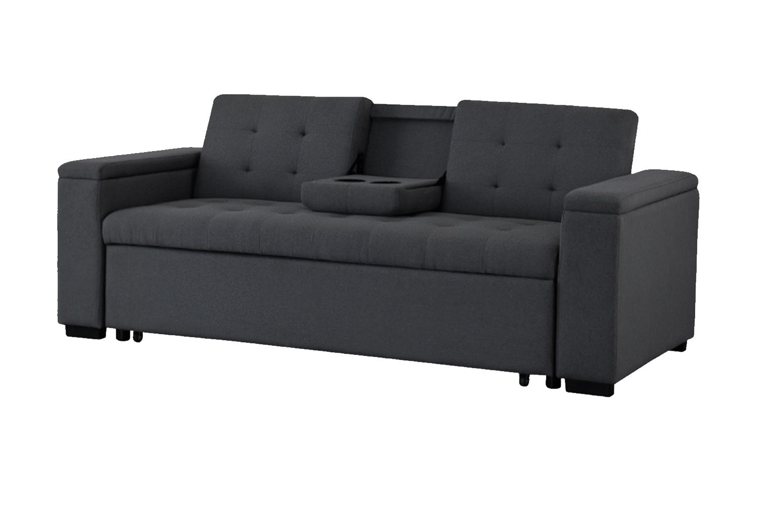 Canapé convertible 3 places en tissu gris foncé NOHO - 5