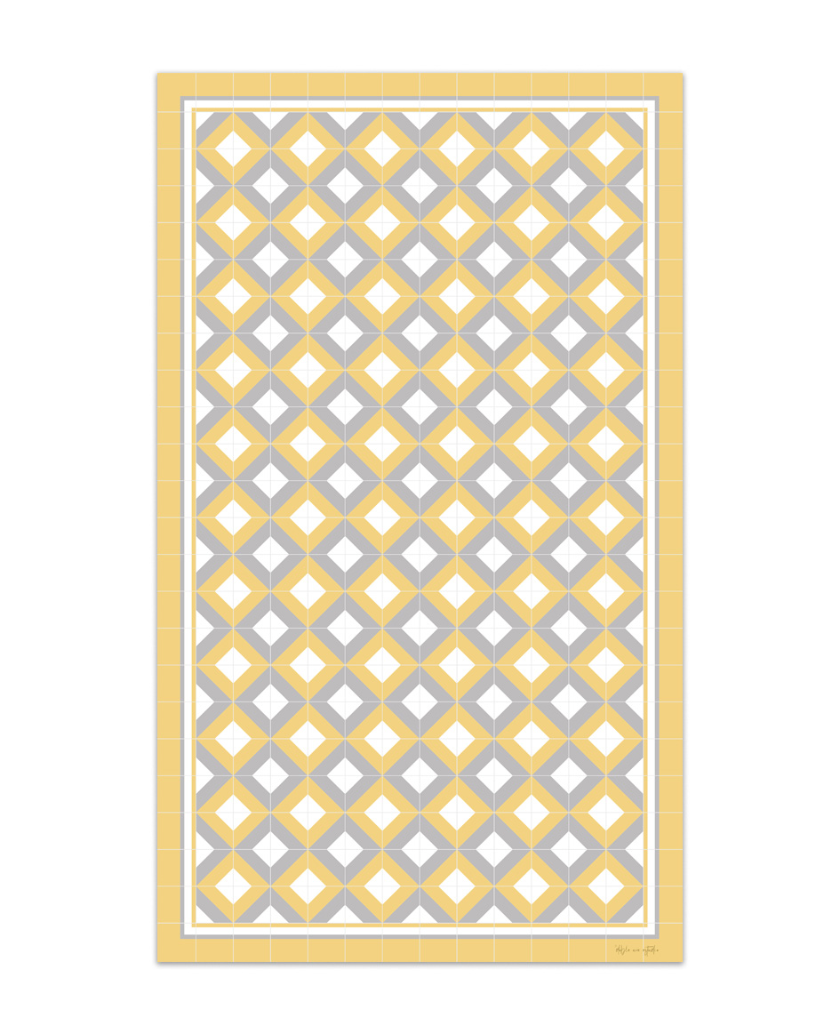 Alfombra de vinilo geométrica 26 amarilla 65x200 cm pvc cocina salón comedor