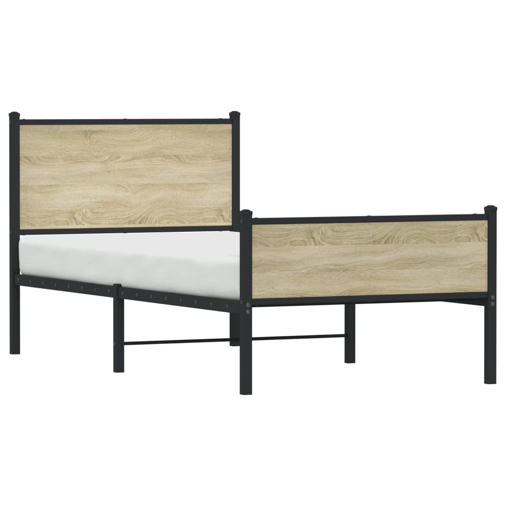 Cadre de lit en métal sans matelas, chêne, pour la chambre, 80 × 200 cm - 4