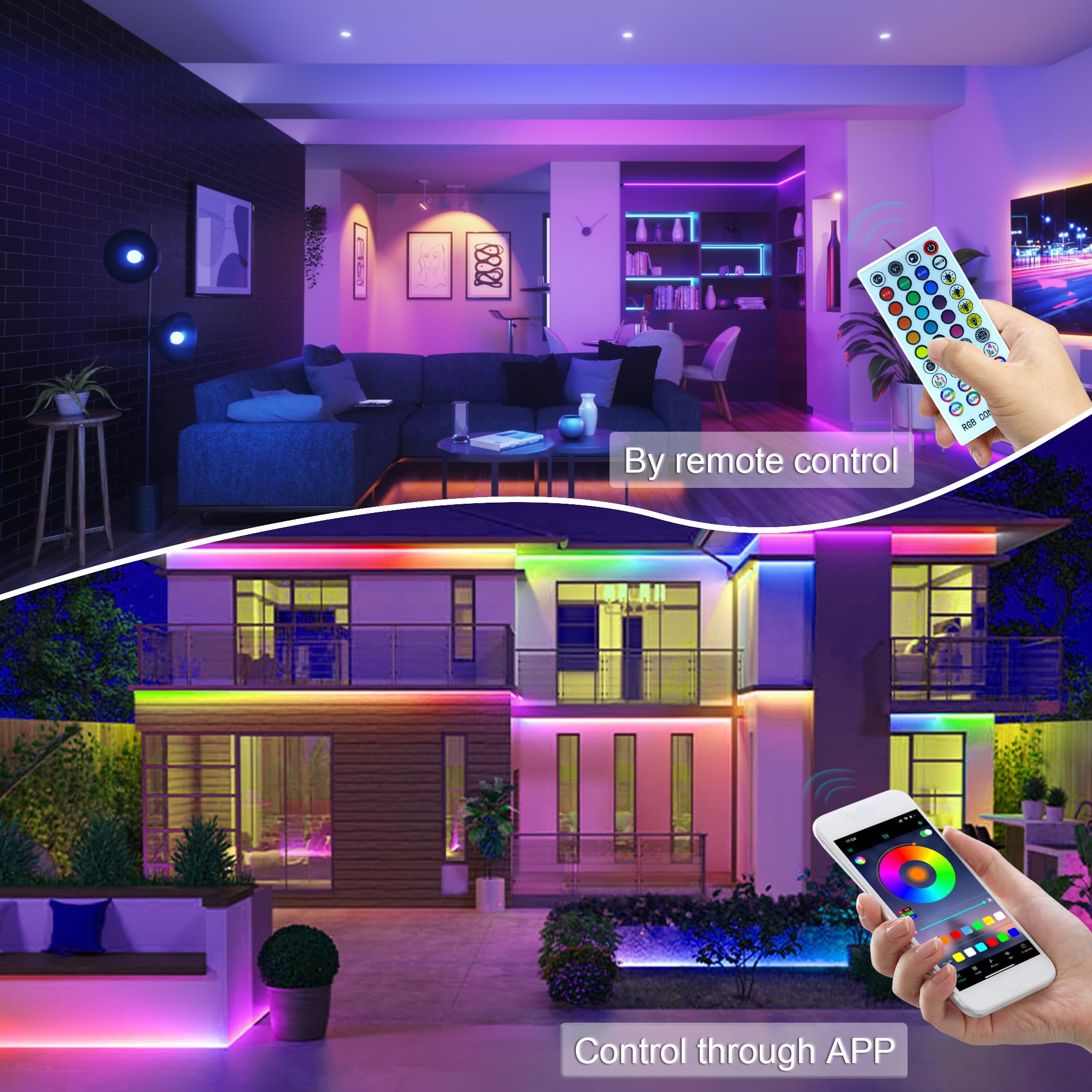 Taśmy LED Neon RGB, 5 m - 300 diod LED, Łańcuch świetlny Neon LED do użytku wewnątrz i na zewnątrz, Sterowanie aplikacją/pilotem, Wodoodporność IP65 - 3