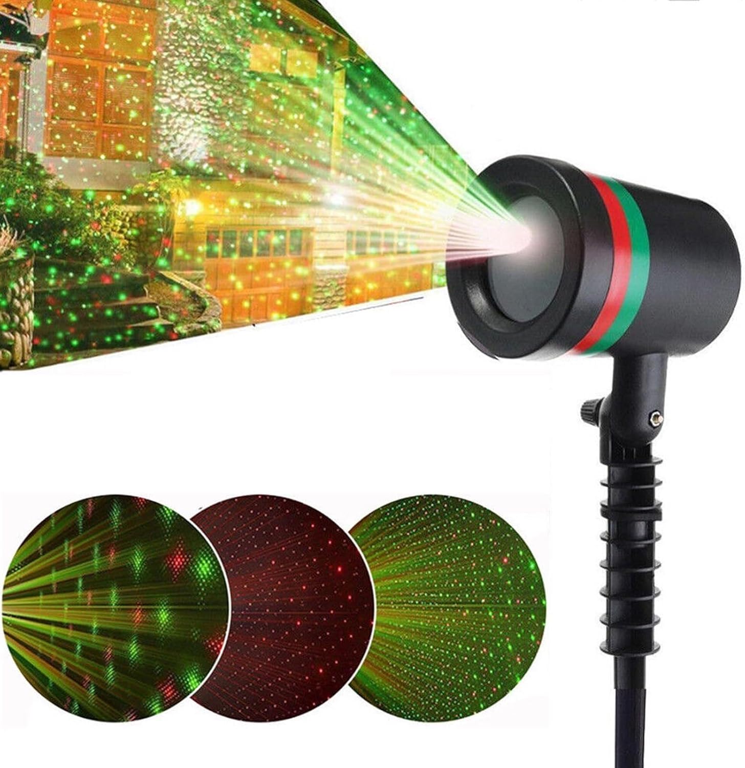 Projektor LED, oświetlenie świąteczne do ogrodu, mobilne oświetlenie zewnętrzne, LED zielony/czerwony, wodoodporny stroboskop