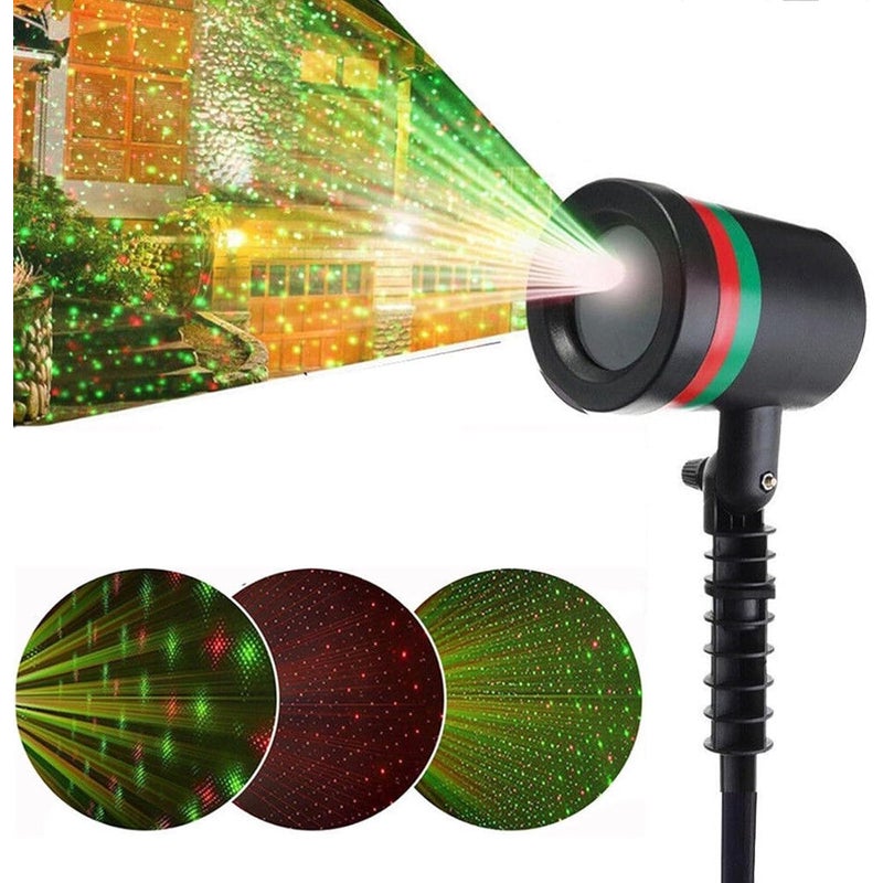 Projektor LED, oświetlenie świąteczne do ogrodu, mobilne oświetlenie zewnętrzne, LED zielony/czerwony, wodoodporny stroboskop