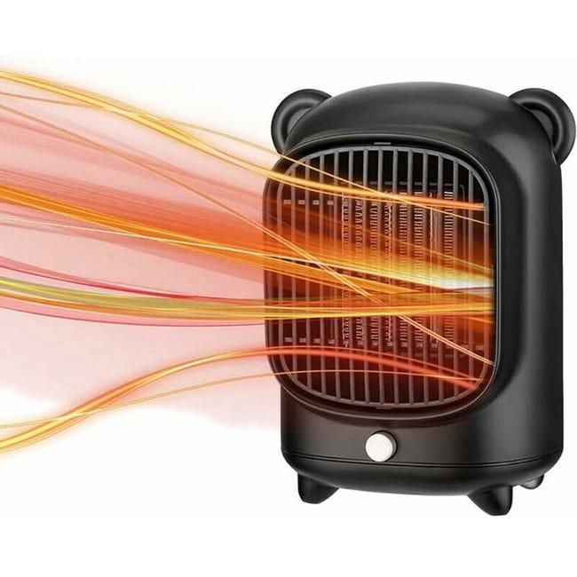 Grzałka dodatkowa, grzałka elektryczna 500 W, grzałka osobista z zabezpieczeniem przed przegrzaniem, czarna