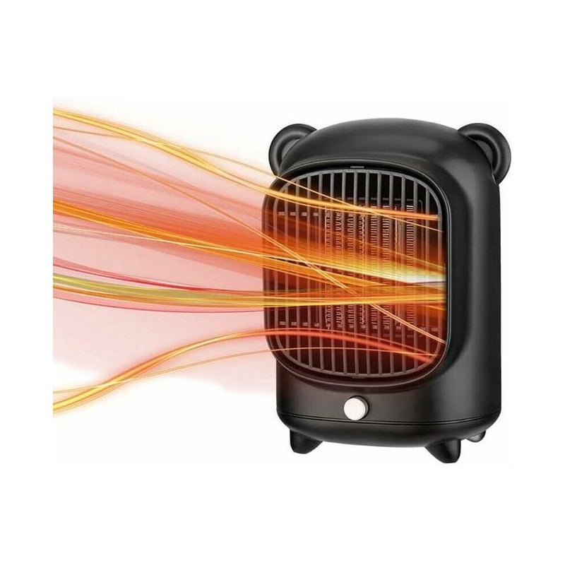 Grzałka dodatkowa, grzałka elektryczna 500 W, grzałka osobista z zabezpieczeniem przed przegrzaniem, czarna