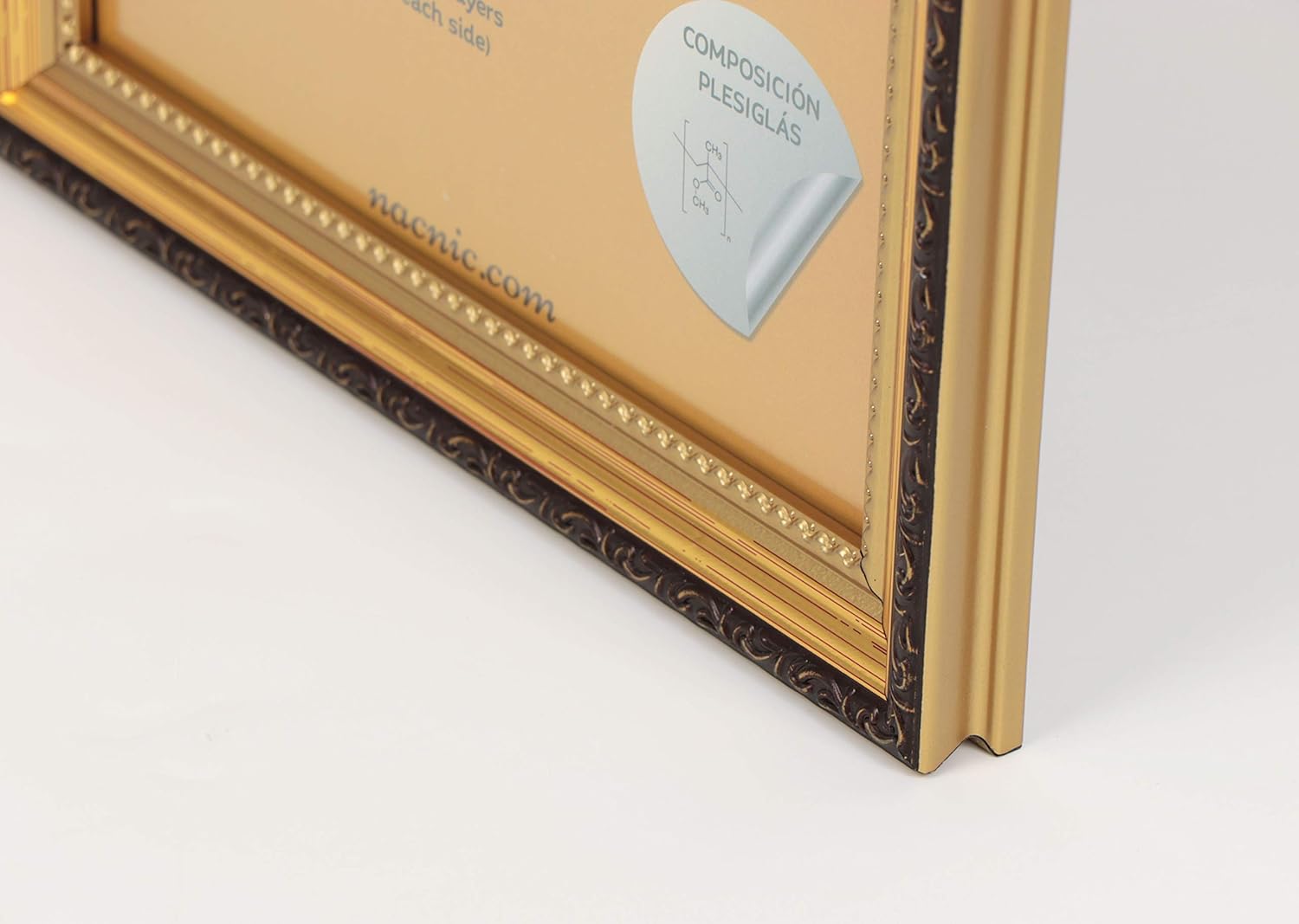 Nacnic Pack 4 Cadres en Bois MDF Doré et Verre Acrylique Protection et Présentation de Photographies, Tirages, Affiches, Chambre ou Bureau 13x18 cm - 8