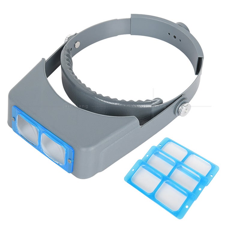 Loupe Bandeau LED Réglable – 5 Lentilles (1,2x à 3,5x), Double Lumière, Mains Libres, Pour Lecture Soudure Bijoux
