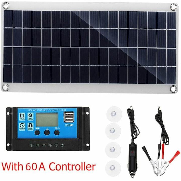 Kit de painel solar de 180 W 12V, controlador de carga solar de 60A, para autocaravana, iate, uso externo e jardim. - 4