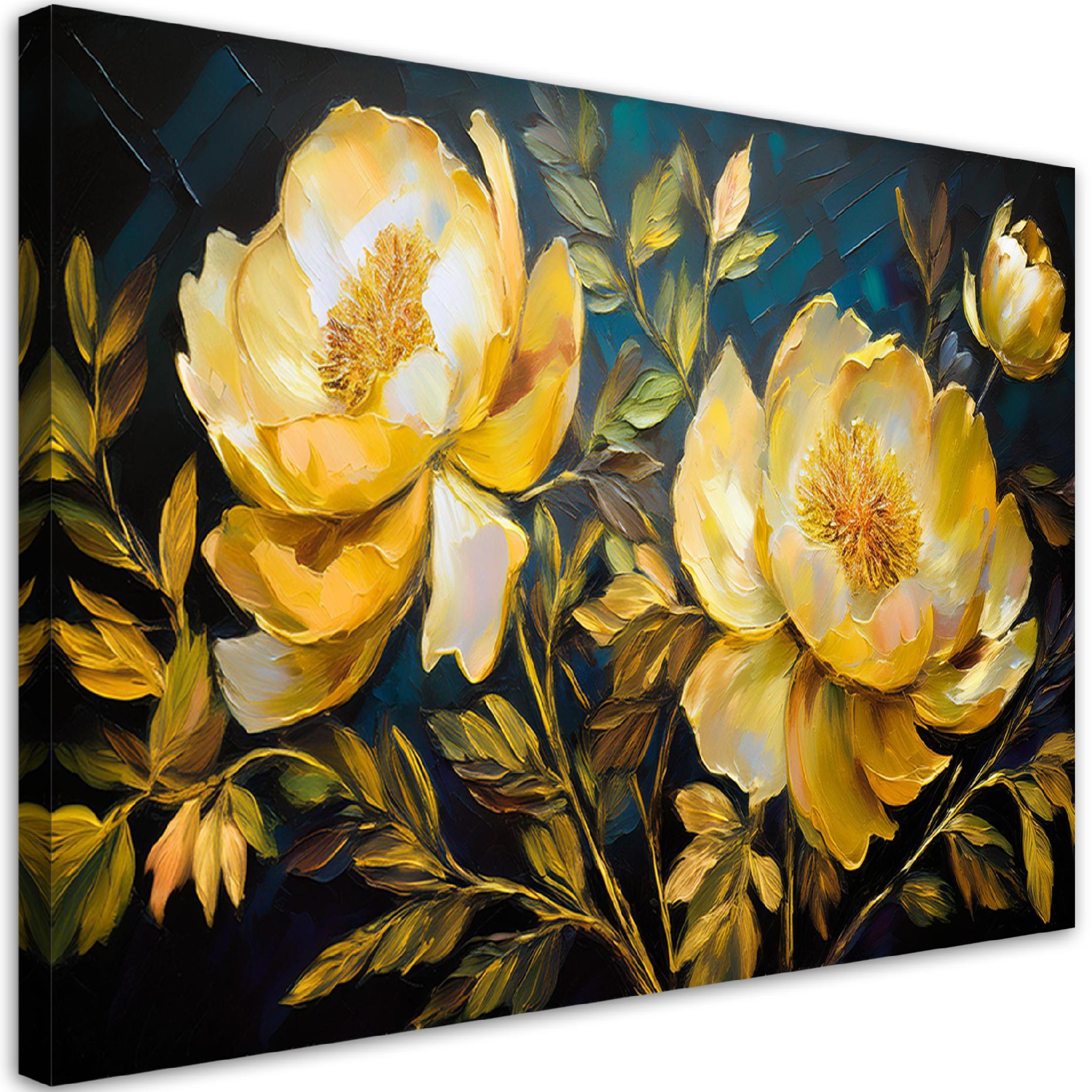 Grand Tableau Sur Toile WALLARENA – Femme Aux Fleurs, Art Mural Moderne (78 Cm) Décoration Salon