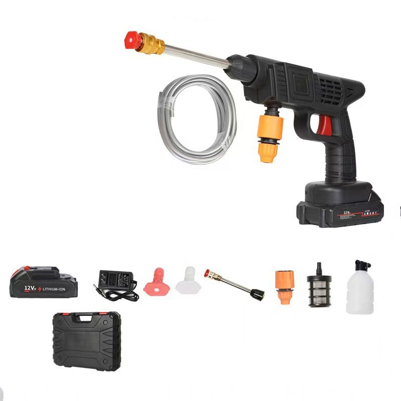 Pistola ad acqua per autolavaggio ad alta pressione senza fili, pistola ad acqua ricaricabile per la pulizia domestica con batteria, nera - 3