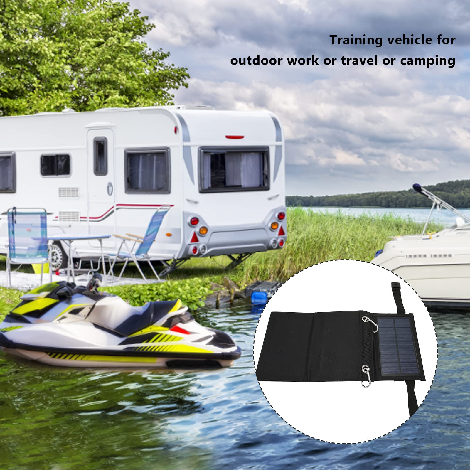 Pannelli solari pieghevoli da 10 W a 5 strati, portatili, ad alta efficienza di conversione, fonte di alimentazione in polisilicio, interfaccia di usc - 9