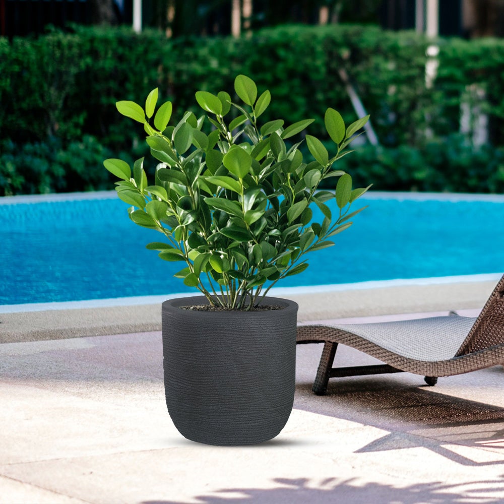 Wazon żywiczny cylindryczny Raffaello Grigio 35x34cm do roślin doniczkowych i ogrodowych