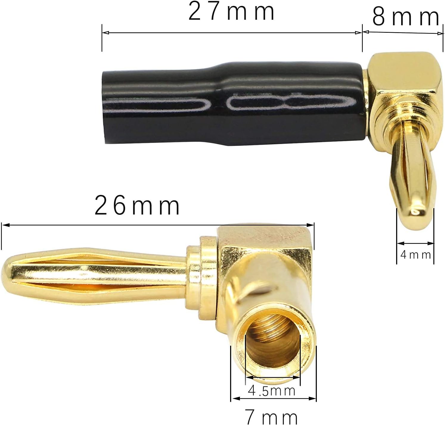 Set 4 Spine Banana Placcate Oro 24K Per Cavi Altoparlanti – Doppia Vite, Senza Saldatura