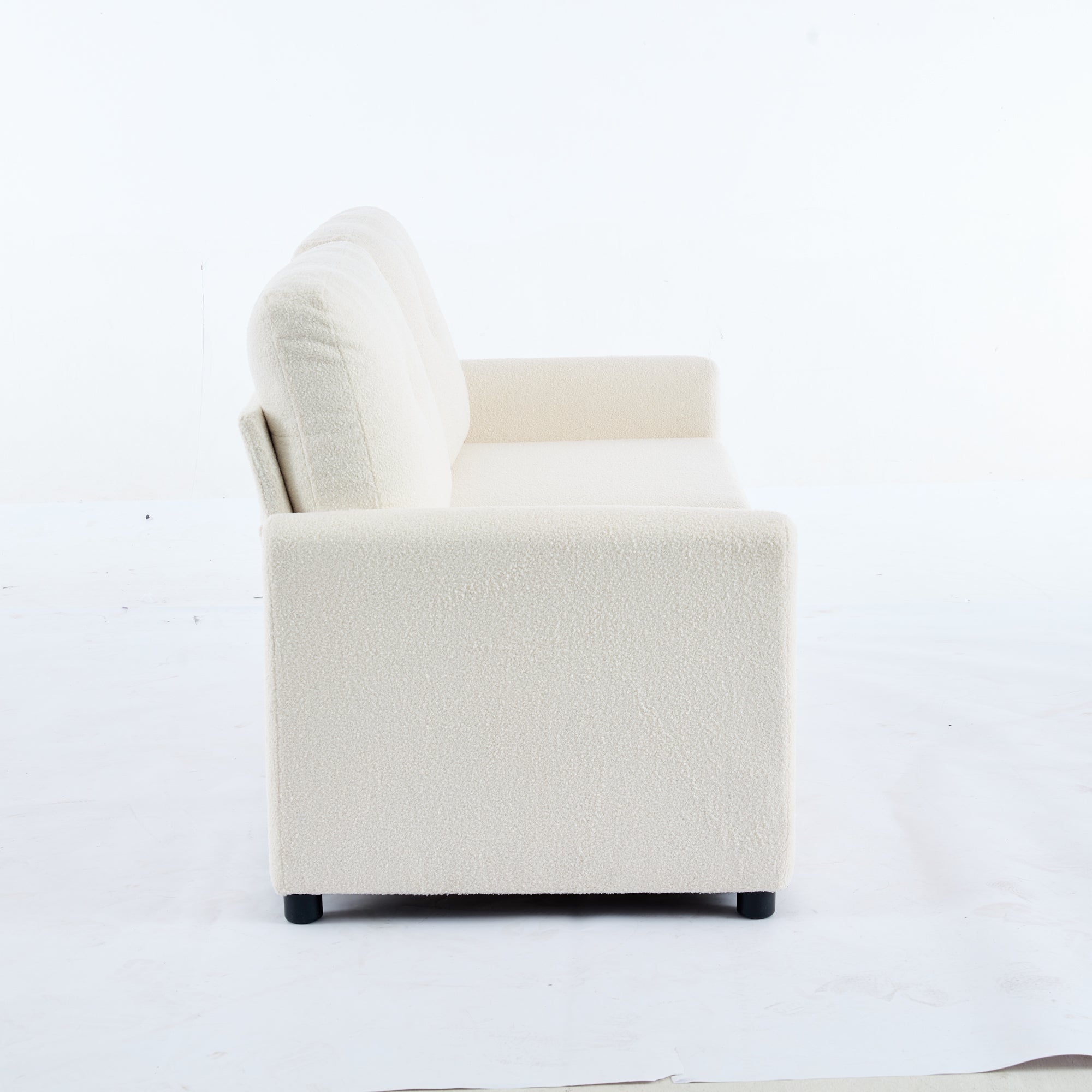 Divano da soggiorno avorio a 2 posti con struttura in crepe e doppio cassetto portaoggetti - 4