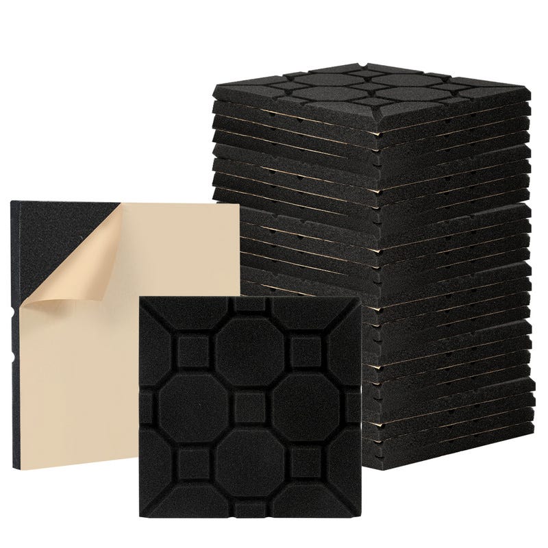24 Pannelli Acustici In Schiuma Acustica, Autoadesivi, Isolamento Acustico, 30 X 30 X 3 Cm, Pannello In Schiuma, Ufficio, Studi Di Registrazione