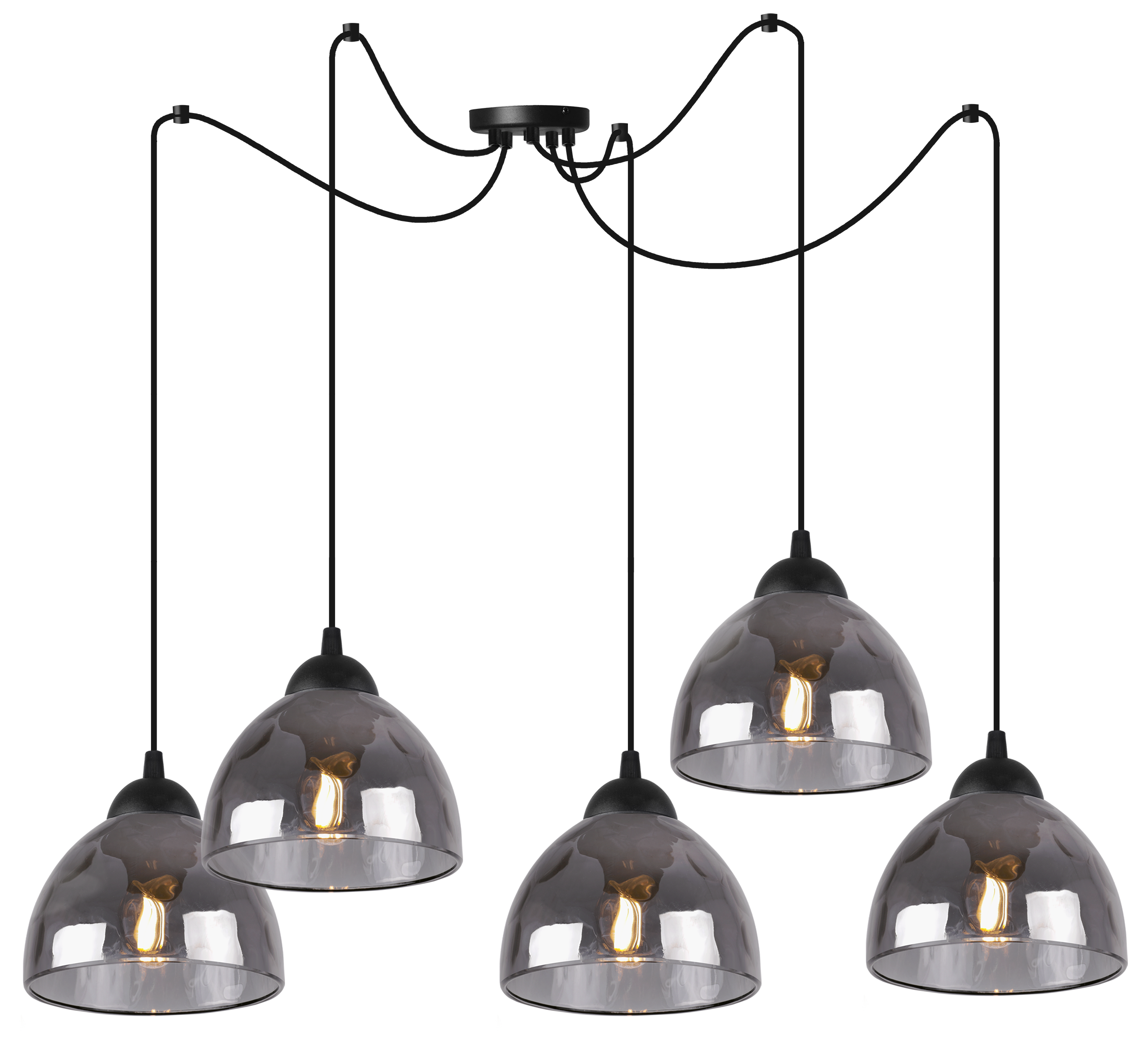 Lampa sufitowa wisząca Venice pająk classic 5xE27 klosz półokrągły grafitowy Light Home LH