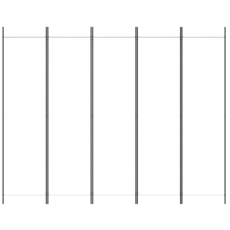 vidaXL Divisorio a 5 Pannelli Bianco 250x200 cm Tessuto - 3