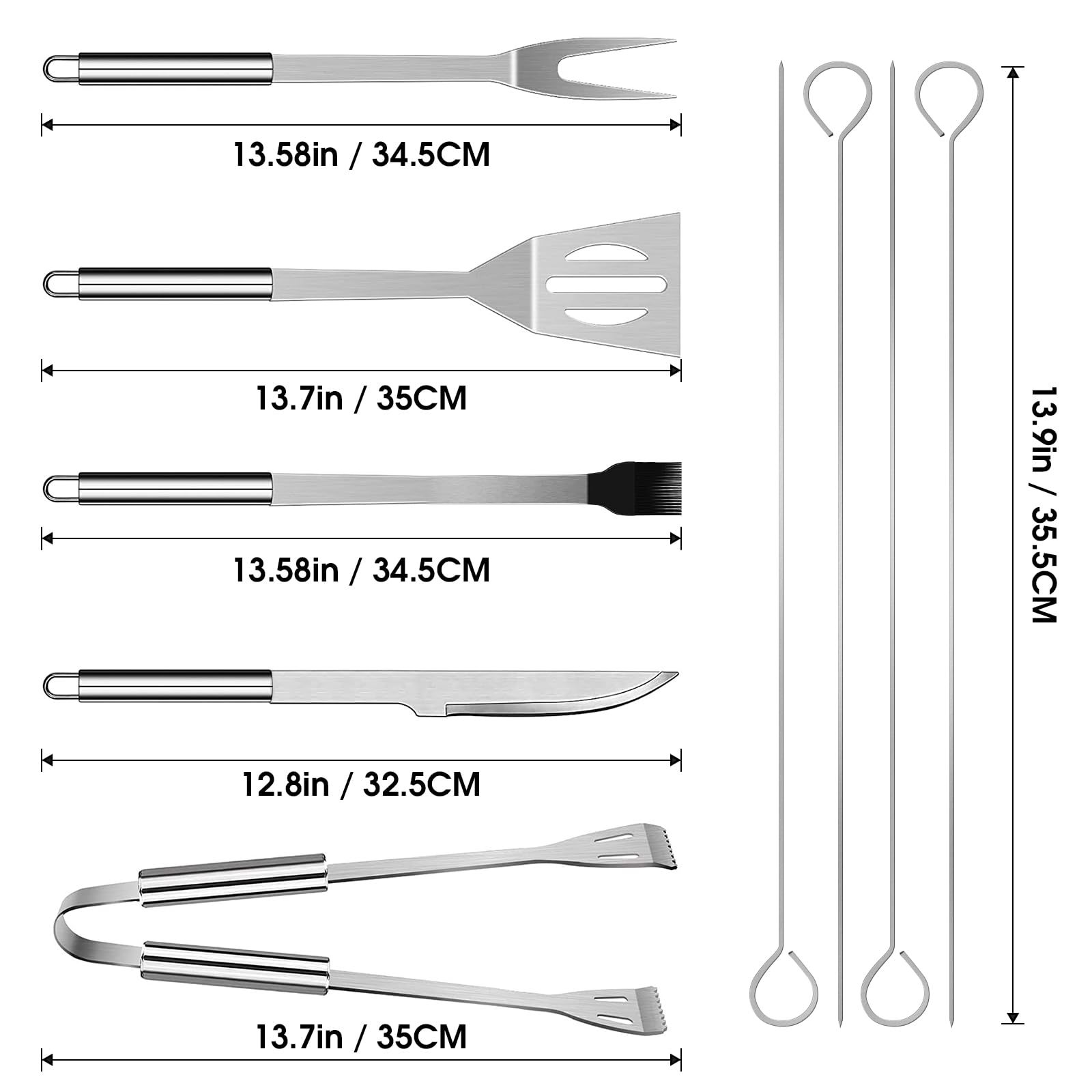 Conjunto profissional de utensílios de churrasco em aço inoxidável para exterior com bolsa de transporte prática (conjunto de 27) - 5