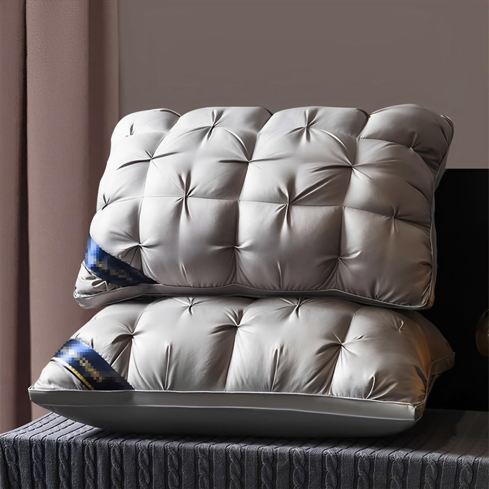 Almohada para dormir de 48 x 74 cm, suave, para hombros, ergonómica, para hotel, viscoelástica, color gris