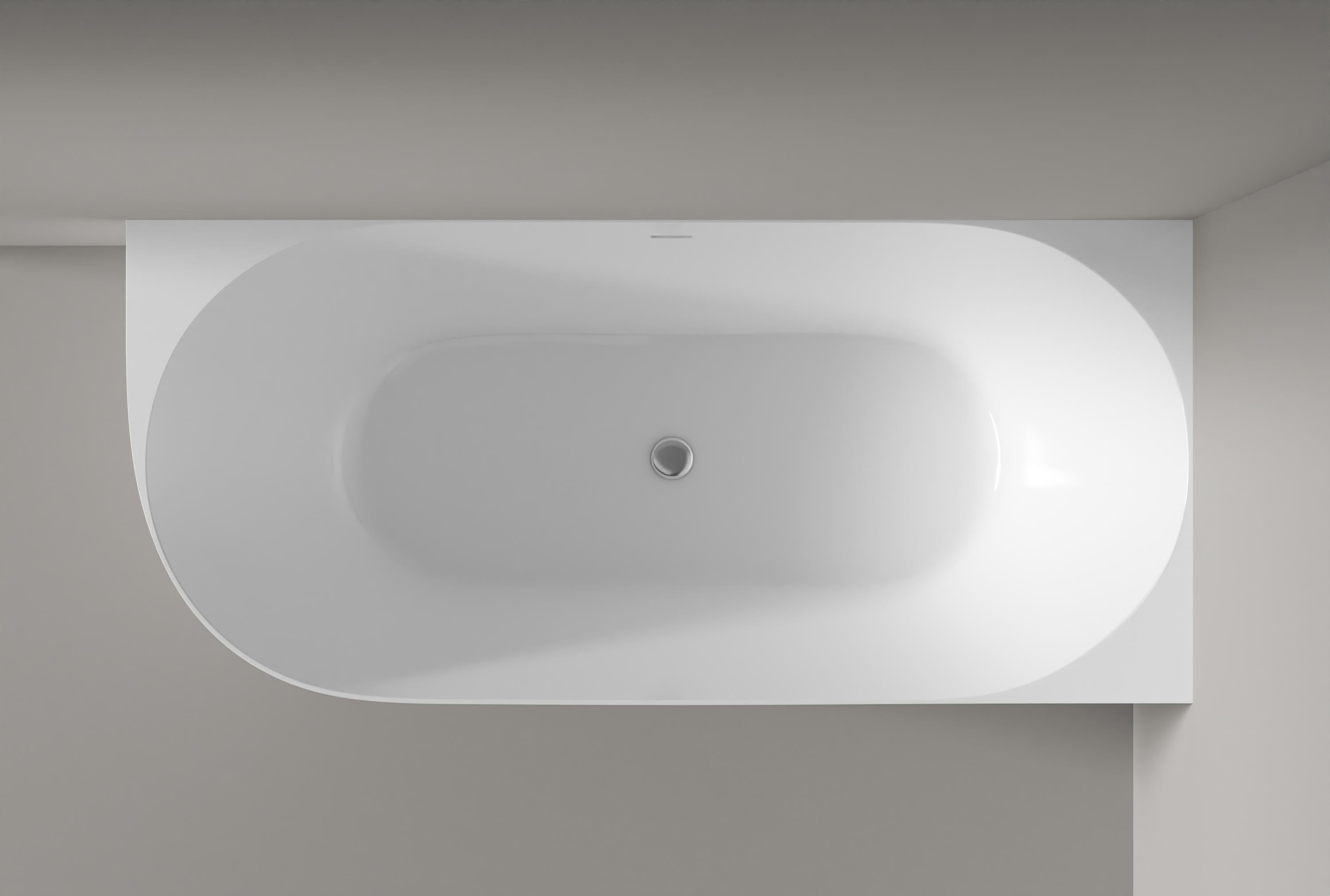 BERNSTEIN - Baignoire d'angle semi-ilot Acrylique 150x78x60cm Blanc brillant + Bonde et trop plein - installation à droite - NOVA SLIM LINE - 4