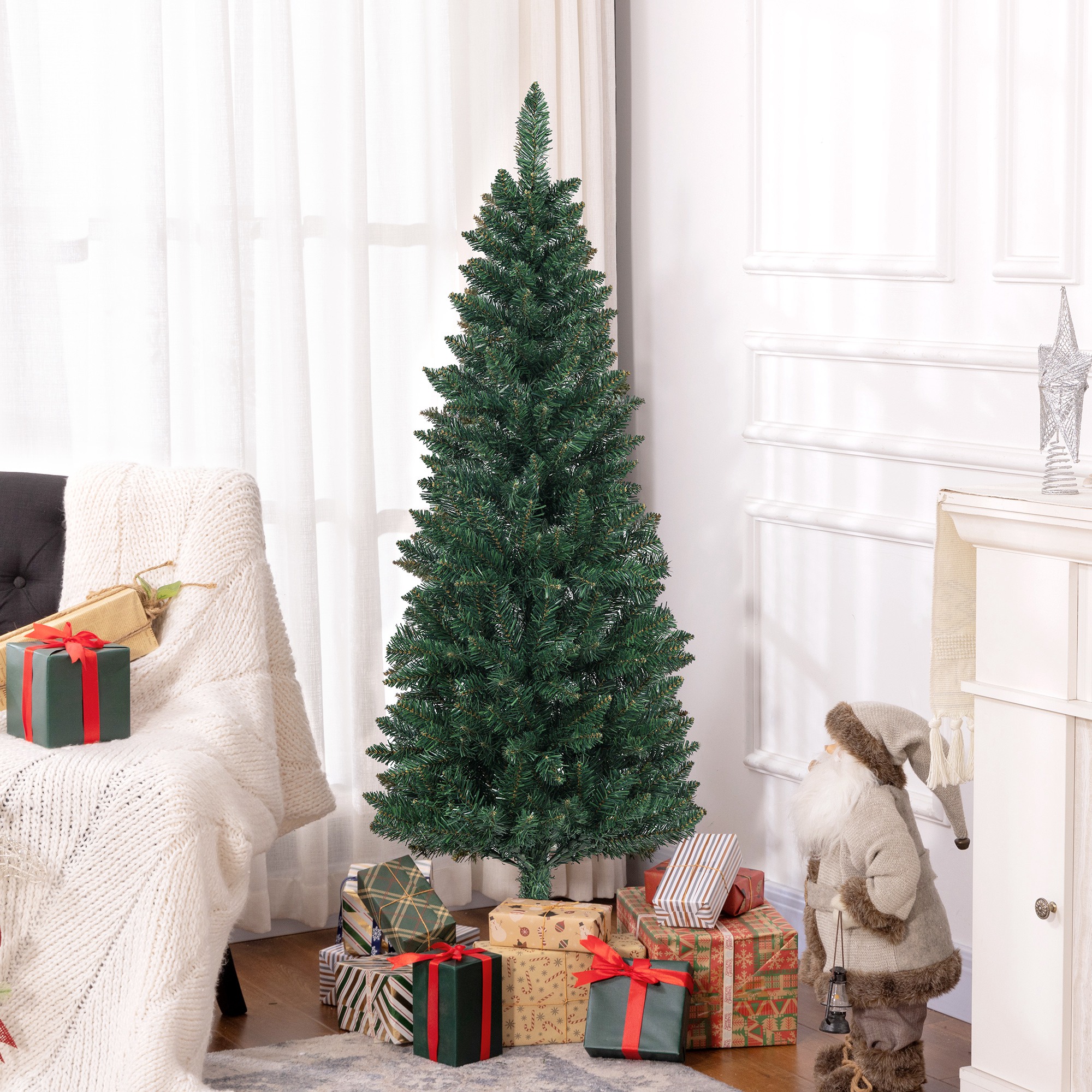 Árbol de Navidad HOMCOM Plástico, Metal Verde 55x55x150 cm - 3