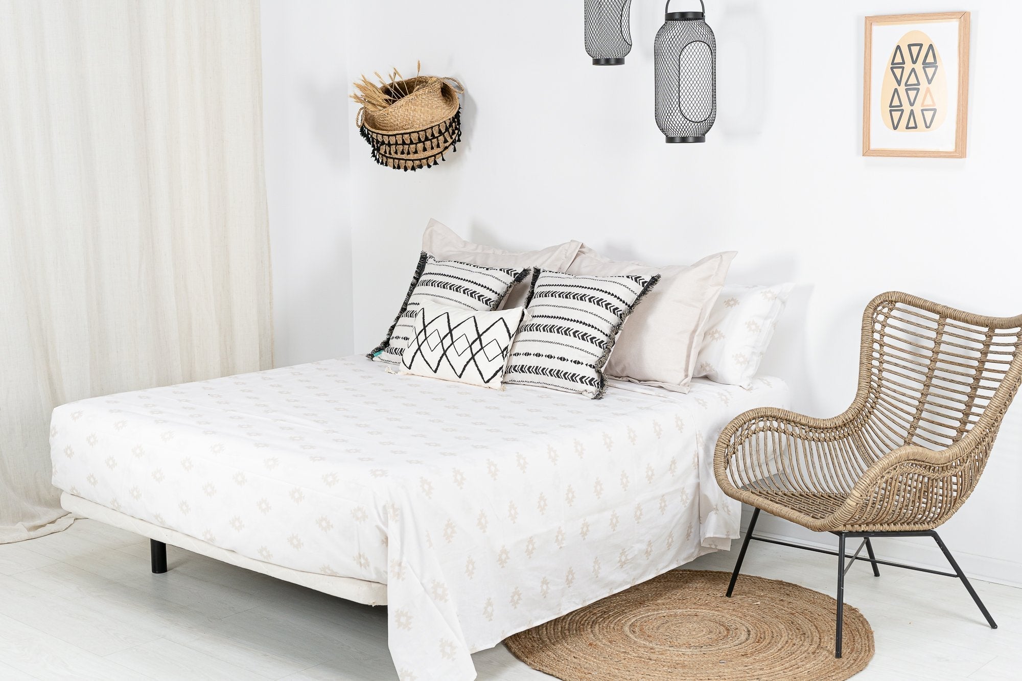 Ensemble de draps Kilim 3 pc 160x200 (Lit 160) Blanc - 8