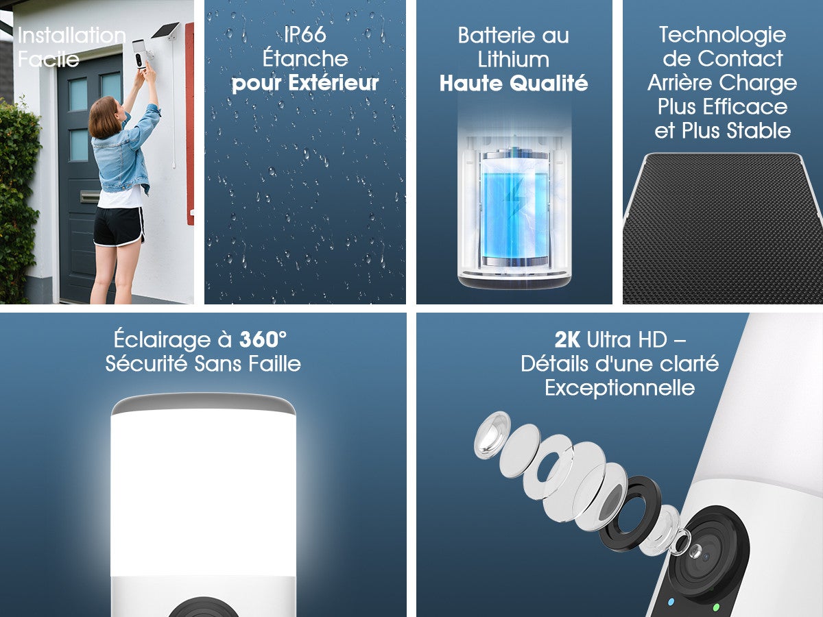 2K Caméra Surveillance WiFi Extérieur sans Fil Solaire, 3MP Camera Exterieure avec Lumens Projecteur, Vision Nocturne Couleur,ANRAN - 3
