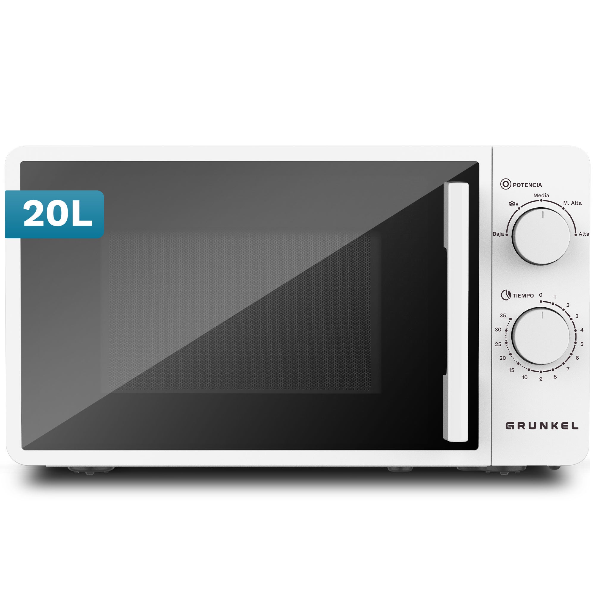 Grunkel Mw-20Flat Microondas Sin Plato Giratorio 20L, Base Plana De Vidrio, 700W, 5 Niveles De Potencia, Función Descongelar, Temporizador 35 Min , Leroy Merlin
