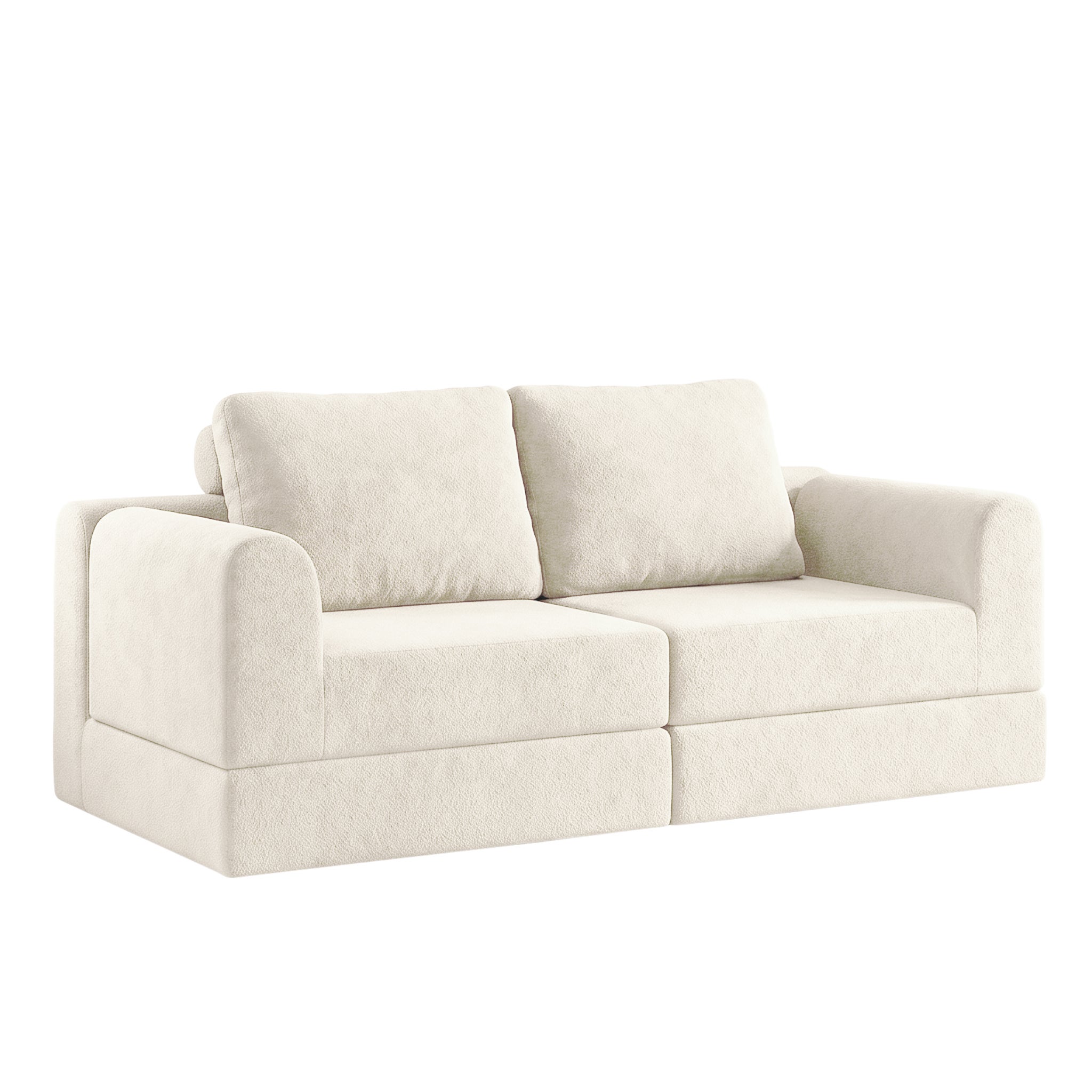 Canapé-lit pliant multifonction, Canape 2 places mousse à mémoire de forme et soutien dorsa, peut servir de couchage une place-Beige - 8
