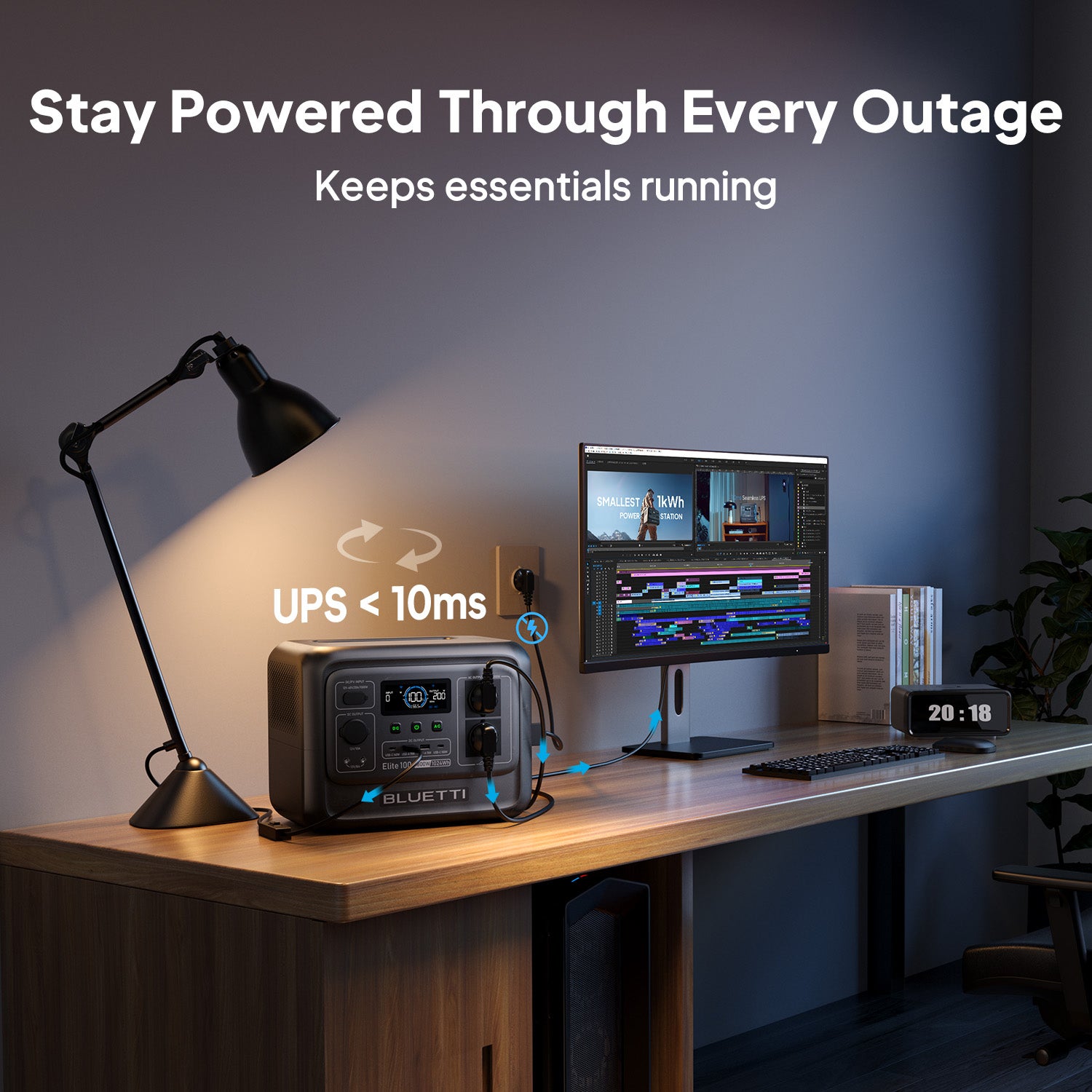 BLUETTI Elite 100 V2 | Gerador Solar com Bateria LFP de 1024Wh, 2 Saídas CA de 1800W | Ideal para Campismo, Cortes de Energia, UPS de Emergência - 8