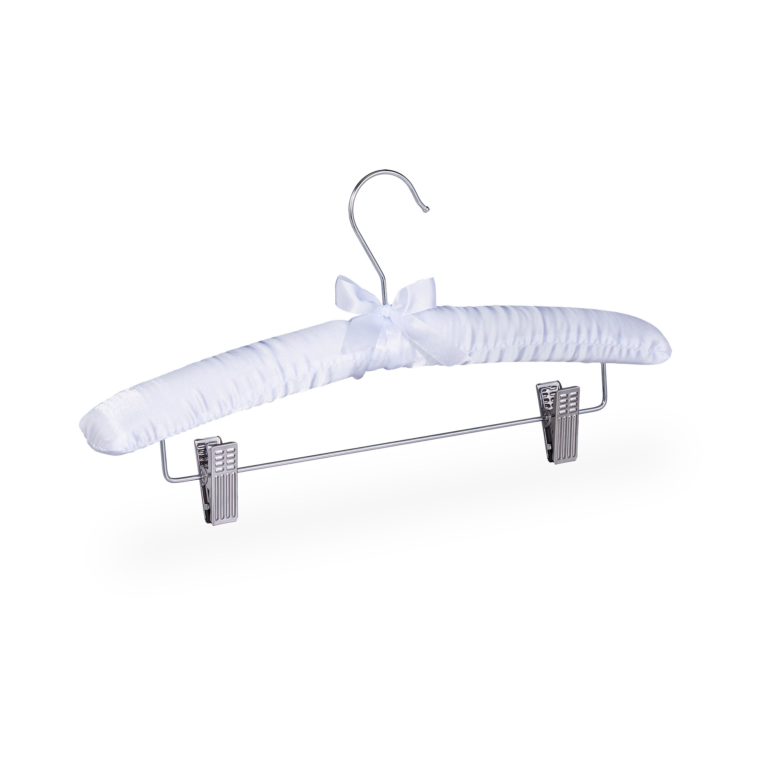 10x Set Grucce con Rivestimento in Raso, Vintage, Clip Scorrevoli, Gancio Girevole, Larghe 38 cm, Bianco - 7