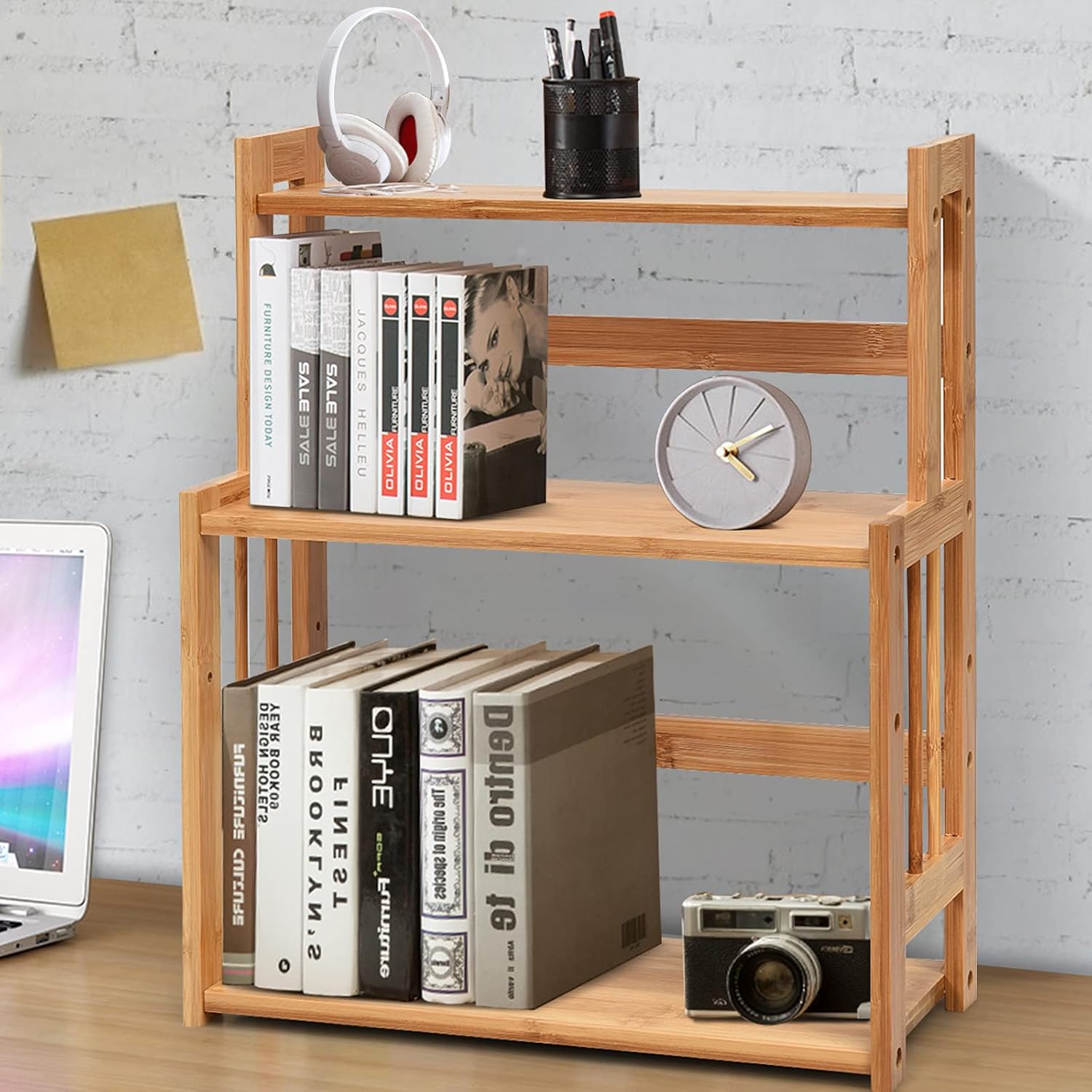 Étagère à Épices en Bambou Naturel, Porte-Épice à 3 Niveaux avec Tablette Réglable en Hauteur, Étagère de Rangement pour Cuisine, 41,5x18x50 CM - 8