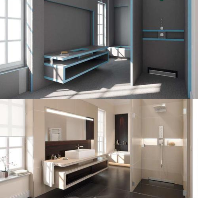 Lot de 3 panneaux de construction WEDI 250 x 60 x 2 cm + Bande d'étanchéité - 2