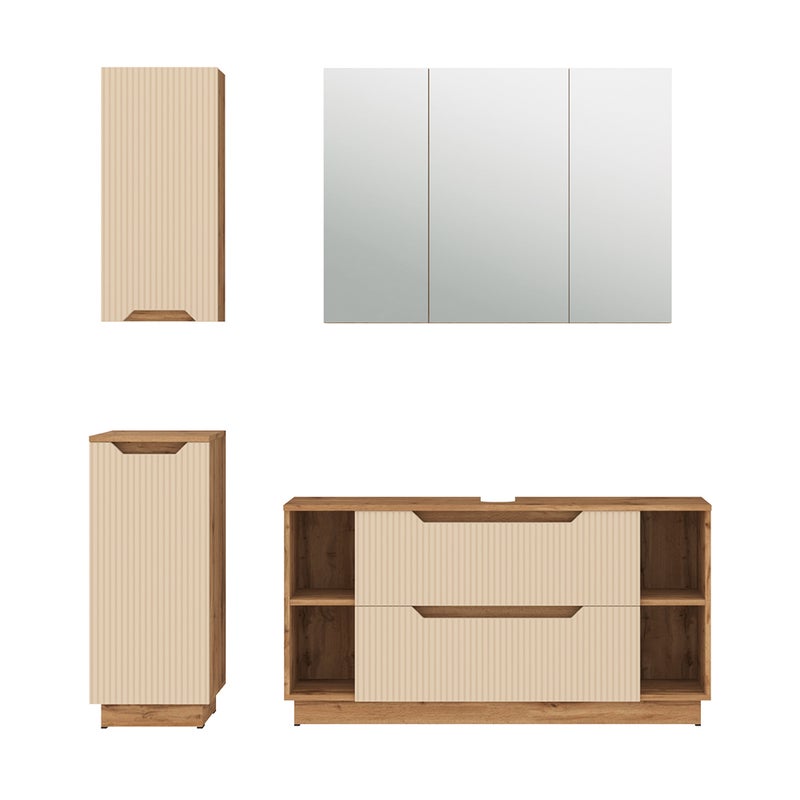 Vicco Zestaw mebli łazienkowych Lotta, Dąb/kaszmir w paski, 4 części