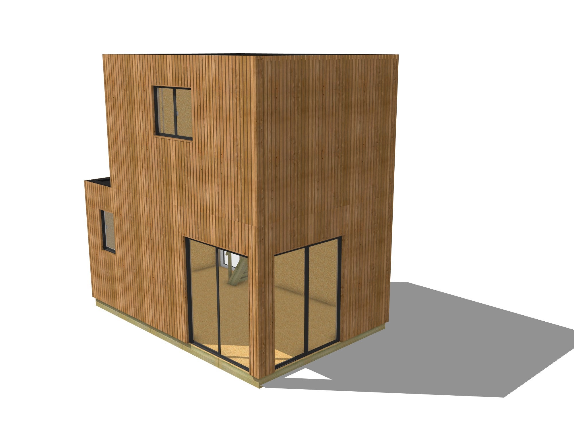 Studio de jardin bien isolé en bois 5,5 x 3,5 x 2,7 m / isolation RE2020 avec plancher isolé avec mezzanine et terrasse - 2