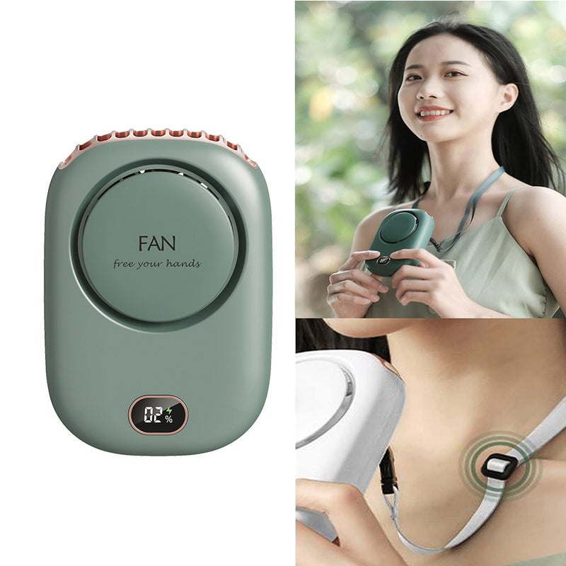 Przenośny wentylator na szyję z regulowaną smyczą i podstawką, osobisty wentylator bez użycia rąk, ładowany przez USB, z 3 prędkościami wiatru