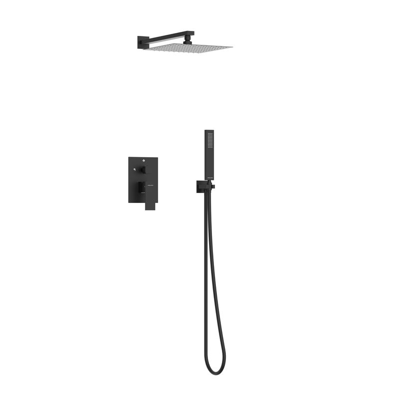 BALNEO Bateria prysznicowa z deszczownicą i słuchawką prysznicową czarna stal nierdzewna | System prysznicowy CASCADE