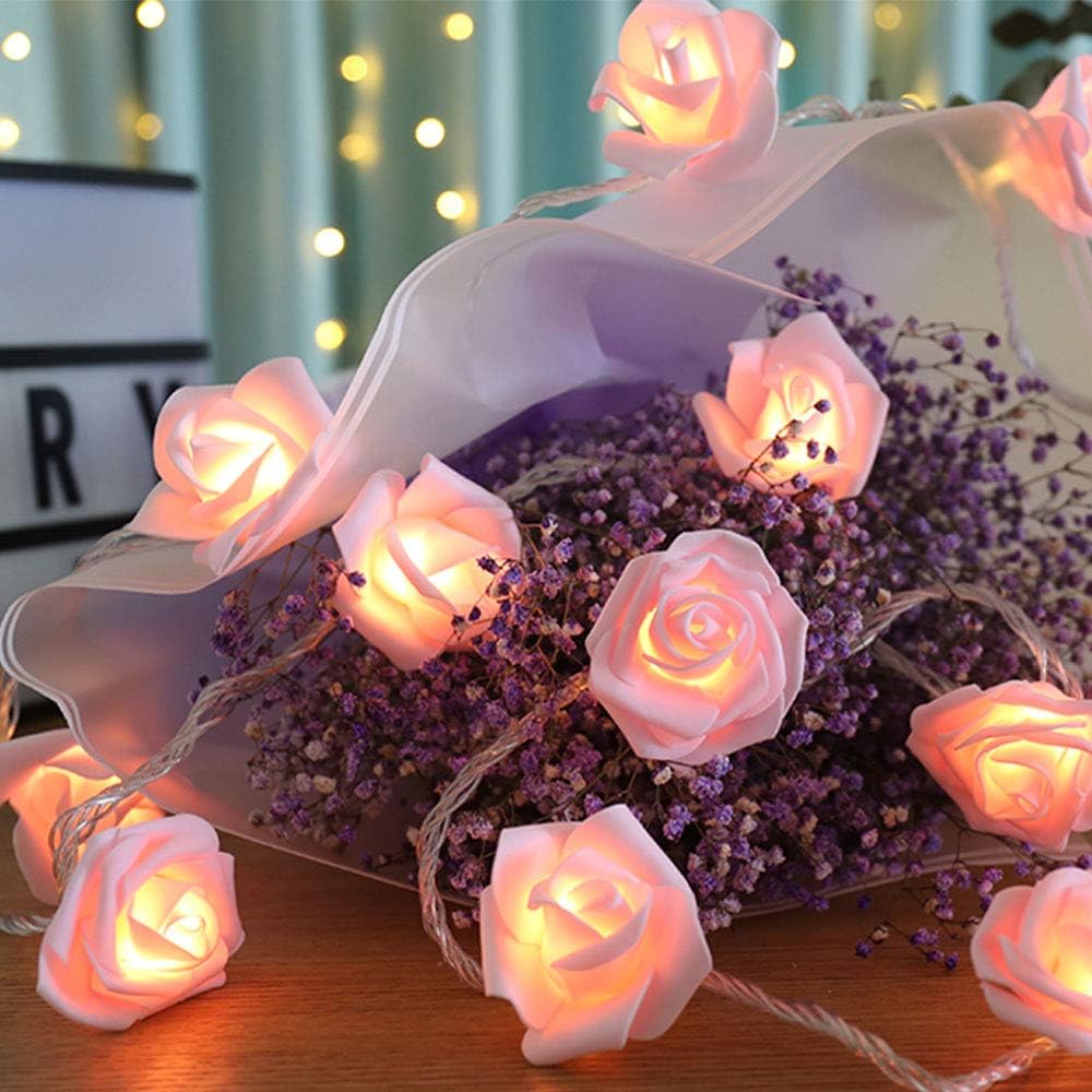 Girlanda świetlna z 30 diodami LED w kształcie róż, 4,5 m, do romantycznej dekoracji, na imprezę, ślub
