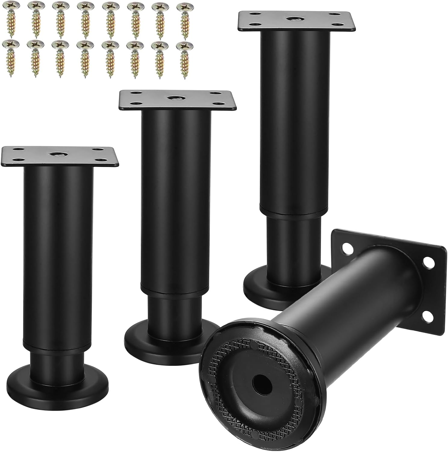 Regulowane nóżki meblowe, czarne nóżki 12-18 cm, metalowe nóżki podporowe do szafek, stołów, sof, łóżek, regulowane nóżki do komód i