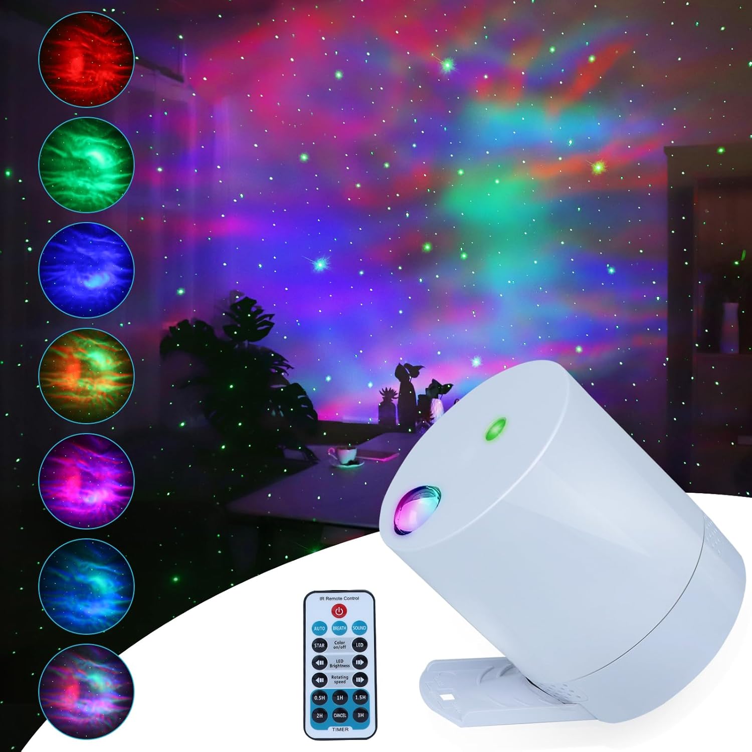 Projecteur D'étoiles RGB Réglable Avec Télécommande, Bluetooth Et USB A Rotation Automatique Et Reglable Veilleuse Usb 91930977