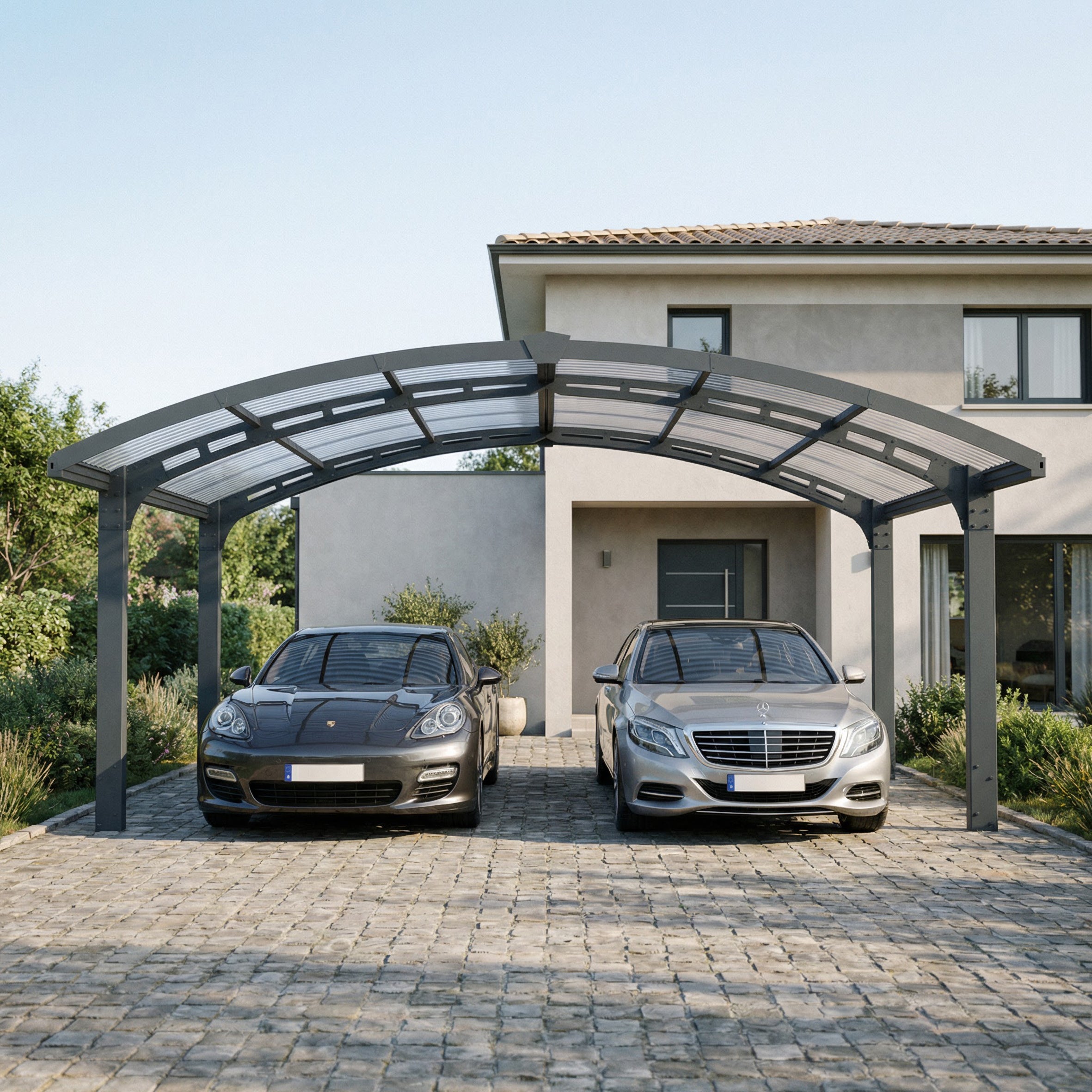 Carport Double Arizona Wave 4,95 x 5,78 m Gris Canopia - 2