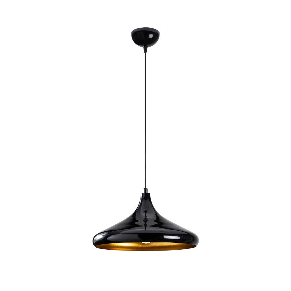 Lampa sufitowa Harvey z błyszczącym czarnym zaokrąglonym metalowym kloszem i regulowaną wysokością ø35 cm